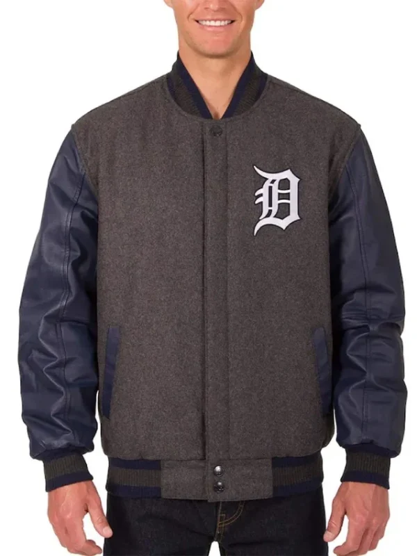 Detroit Tigers Charcoal/Navy Varsity Jacket
