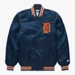 Detroit Tigers Classic Bomber Navy Satin Jacket