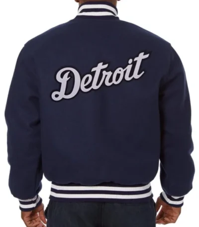 Detroit Tigers Embroidered Navy Wool Varsity Jacket