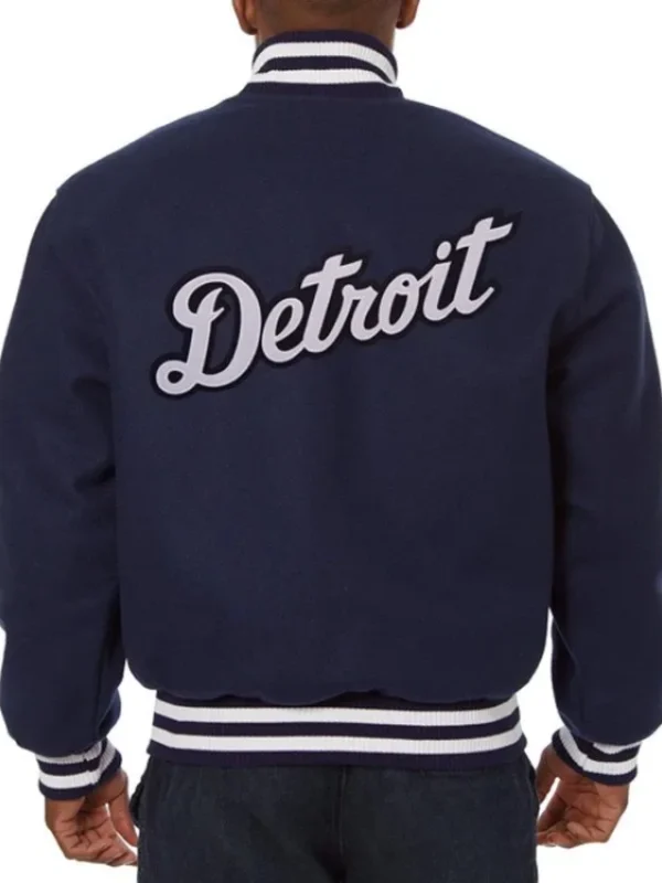 Detroit Tigers Embroidered Navy Wool Varsity Jacket