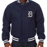 Detroit Tigers Embroidered Navy Wool Varsity Jacket