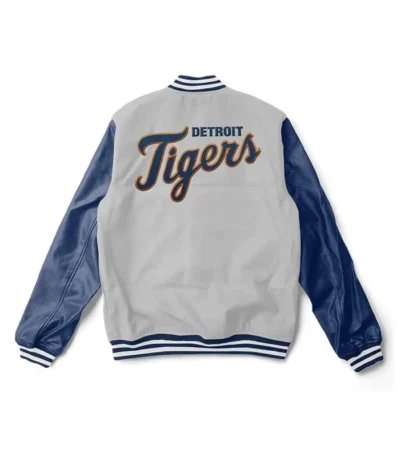 Detroit Tigers Blue and Grey Letterman Jacket