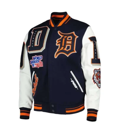 Detroit Tigers Mash Up Navy and White Varsity Jacket