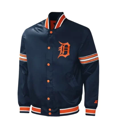 Detroit Tigers Midfield Varsity Navy Satin Jacket