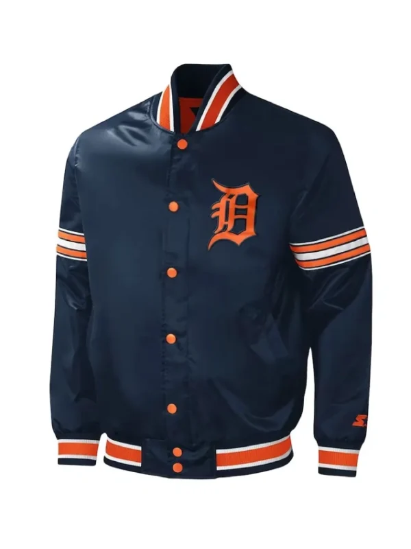 Detroit Tigers Midfield Varsity Navy Satin Jacket