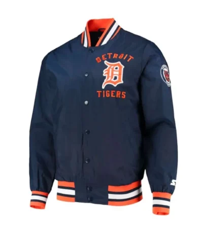 Detroit Tigers Navy Bomber Satin Jacket