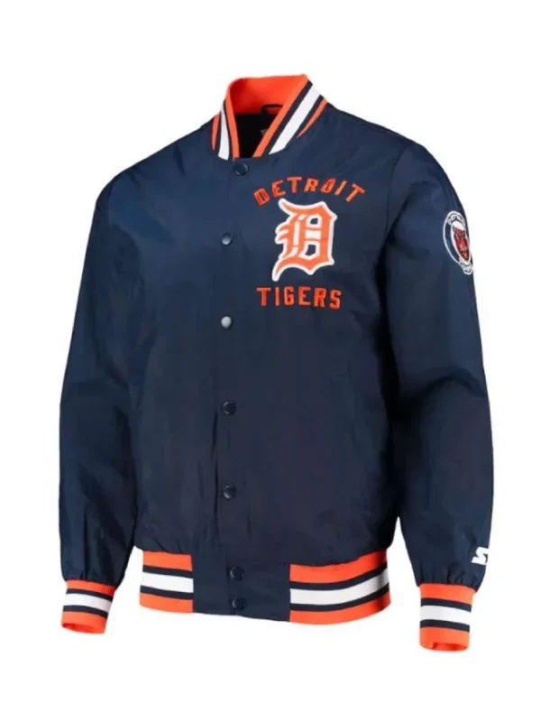 Detroit Tigers Navy Bomber Satin Jacket