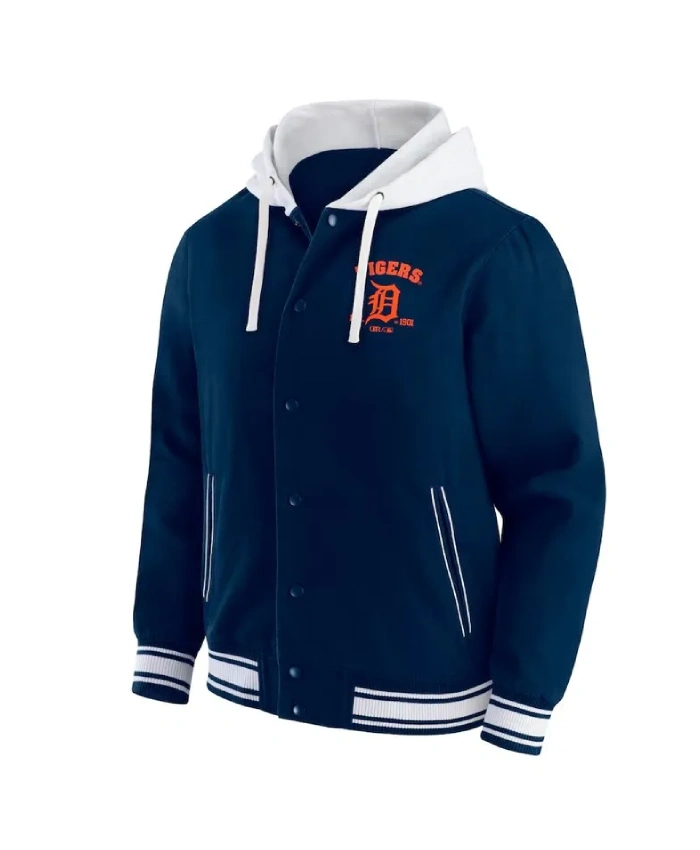 Detroit Tigers Navy Cotton Hooded Jacket Detroit Tigers Navy Cotton Hooded Jacket