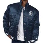 Detroit Tigers Navy Silver Tab Trucker Satin Jacket