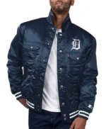 Detroit Tigers Navy Silver Tab Trucker Satin Jacket