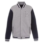 Detroit Tigers Navy and Gray Varsity Wool Jacket