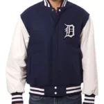 Detroit Tigers Navy and White Varsity Jacket