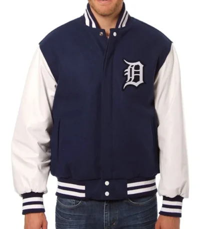 Detroit Tigers Navy and White Varsity Jacket