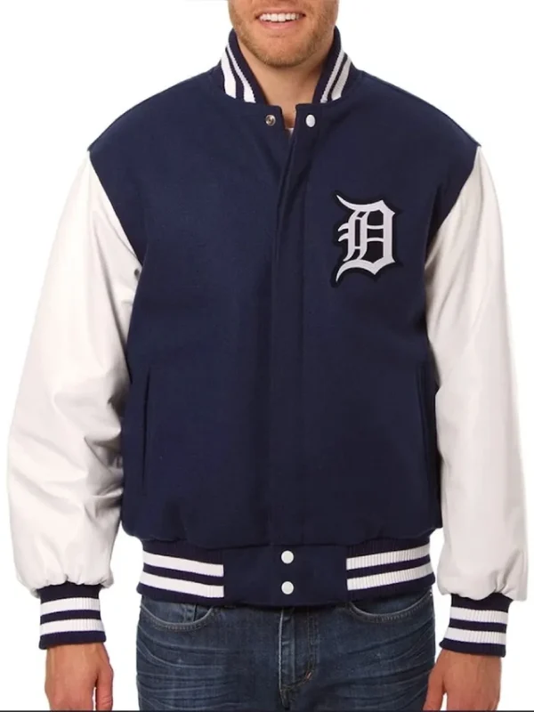 Detroit Tigers Navy and White Varsity Jacket