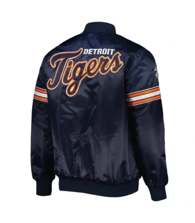 Detroit Tigers Pick & Roll Navy Satin Jacket