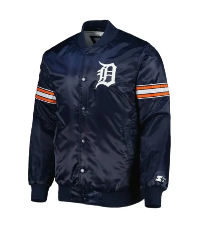 Detroit Tigers Pick & Roll Navy Satin Jacket