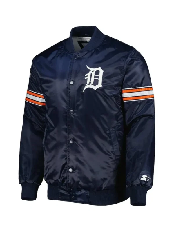 Detroit Tigers Pick & Roll Navy Satin Jacket