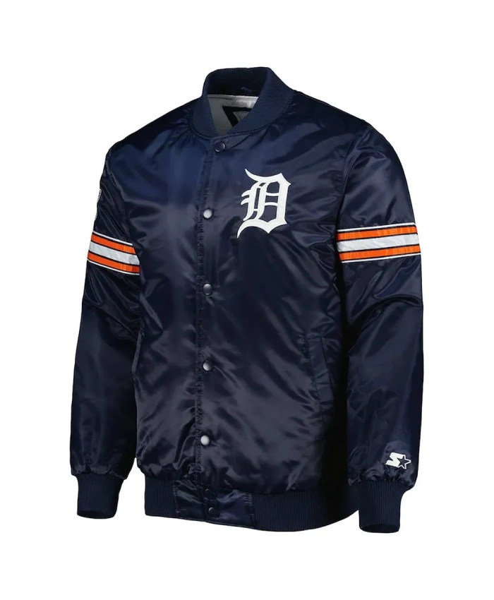 Detroit Tigers Pick & Roll Navy Satin Jacket Detroit Tigers Pick & Roll Navy Satin Jacket