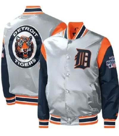 Gray Detroit Tigers Satin Starter Jacket