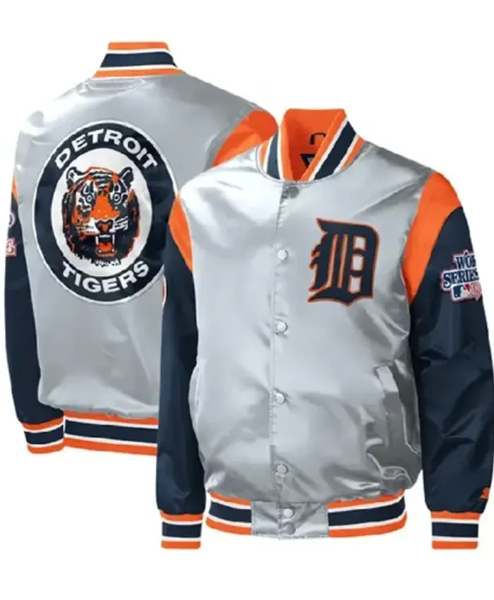 Gray Detroit Tigers Satin Starter Jacket Gray Detroit Tigers Satin Starter Jacket