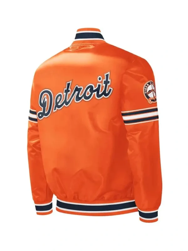 Detroit Tigers Slider Orange Varsity Satin Jacket