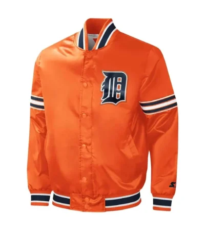 Detroit Tigers Slider Orange Varsity Satin Jacket