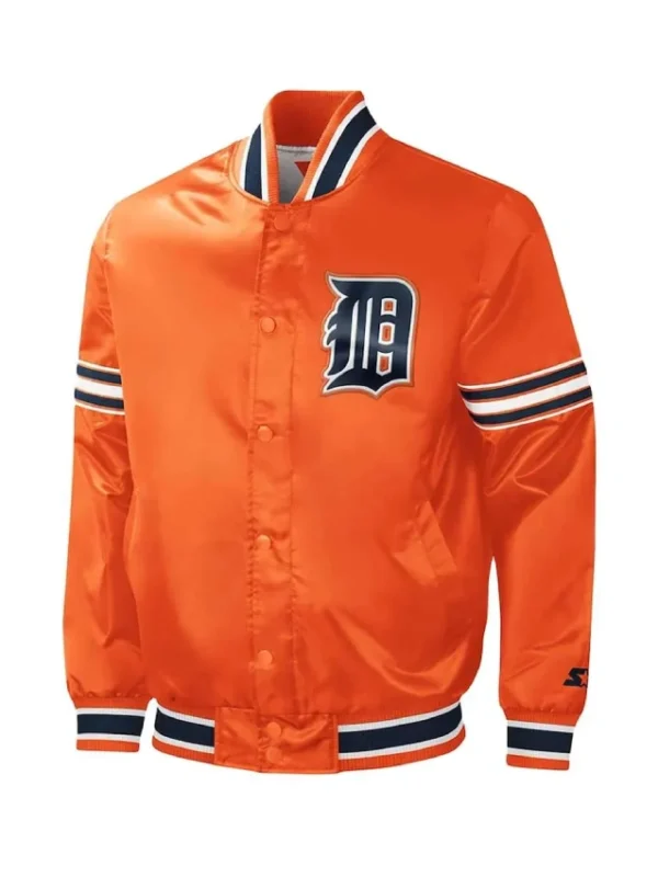 Detroit Tigers Slider Orange Varsity Satin Jacket