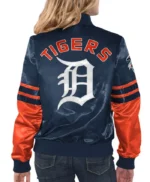 Detroit Tigers Tie Breaker Navy and Orange Satin Jacket