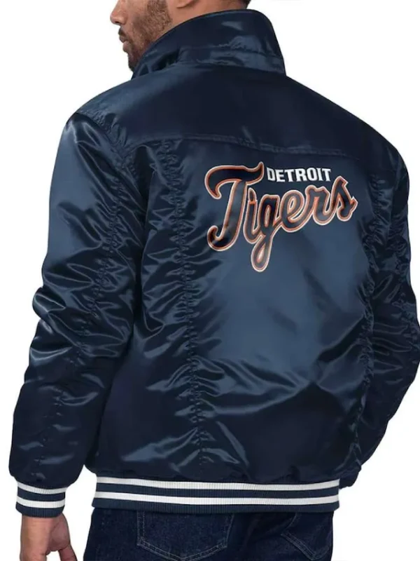 Detroit Tigers Navy Silver Tab Trucker Satin Jacket