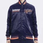 Detroit Tigers Turn It Up M Classic Rib Navy Satin Jacket