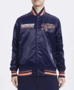 Detroit Tigers Turn It Up M Classic Rib Navy Satin Jacket
