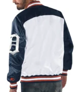 Detroit Tigers White and Navy Varsity Satin Jacket