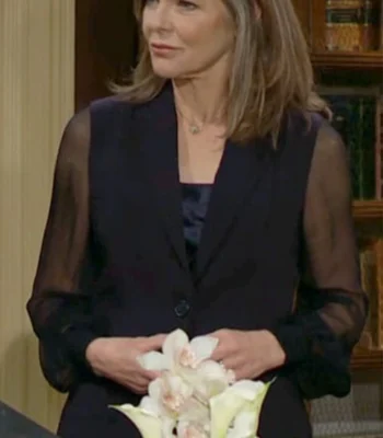 Diane Jenkins The Young and The Restless Black Sheer Sleeve Blazer