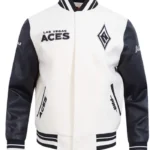 Eggshell/Black Retro Las Vegas Aces Classics Rib Varsity Jacket