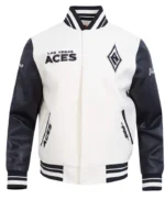 Eggshell/Black Retro Las Vegas Aces Classics Rib Varsity Jacket