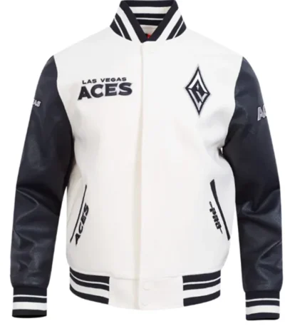 Eggshell/Black Retro Las Vegas Aces Classics Rib Varsity Jacket