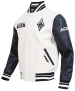 Eggshell/Black Retro Las Vegas Aces Classics Rib Varsity Jacket