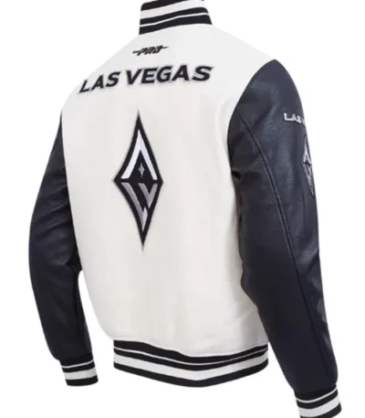 Eggshell/Black Retro Las Vegas Aces Classics Rib Varsity Jacket