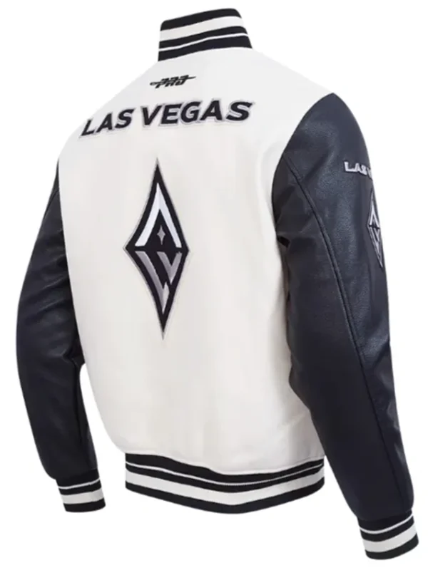 Eggshell/Black Retro Las Vegas Aces Classics Rib Varsity Jacket