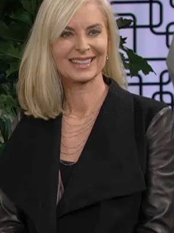 Eileen Davidson The Young and The Restless Black Leather Sleeve Jacket
