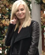 Eileen Davidson The Young and The Restless Black Leather Sleeve Jacket
