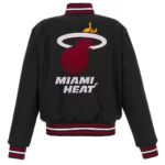 Embroidered Miami Heat Logo Black Varsity Wool Jacket