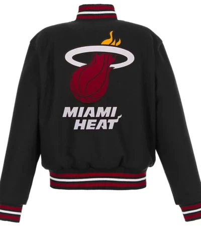 Embroidered Miami Heat Logo Black Varsity Wool Jacket