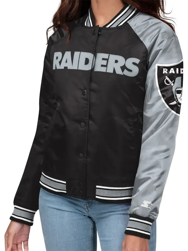 Endzone Las Vegas Raiders Black and Gray Satin Jacket