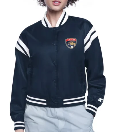 Florida Panthers Printed Logo Varsity Satin Jacket