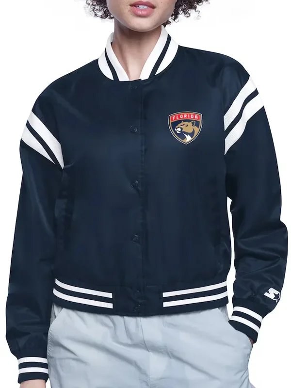Florida Panthers Printed Logo Varsity Satin Jacket