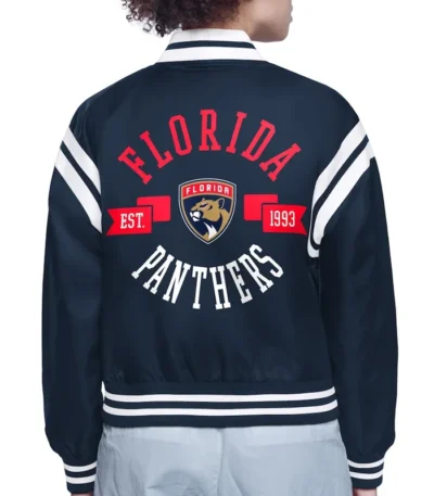 Florida Panthers Printed Logo Varsity Satin Jacket