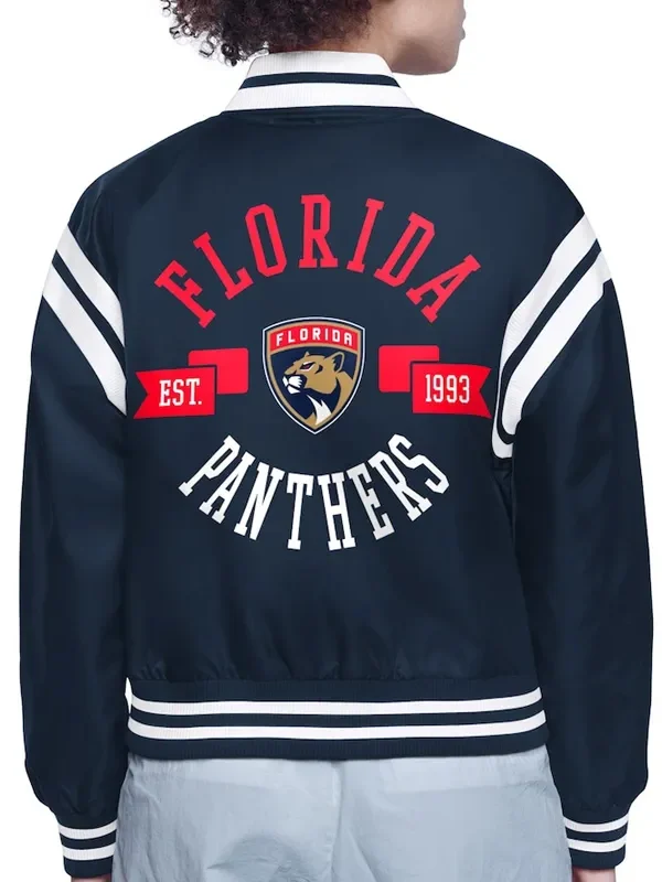 Florida Panthers Printed Logo Varsity Satin Jacket