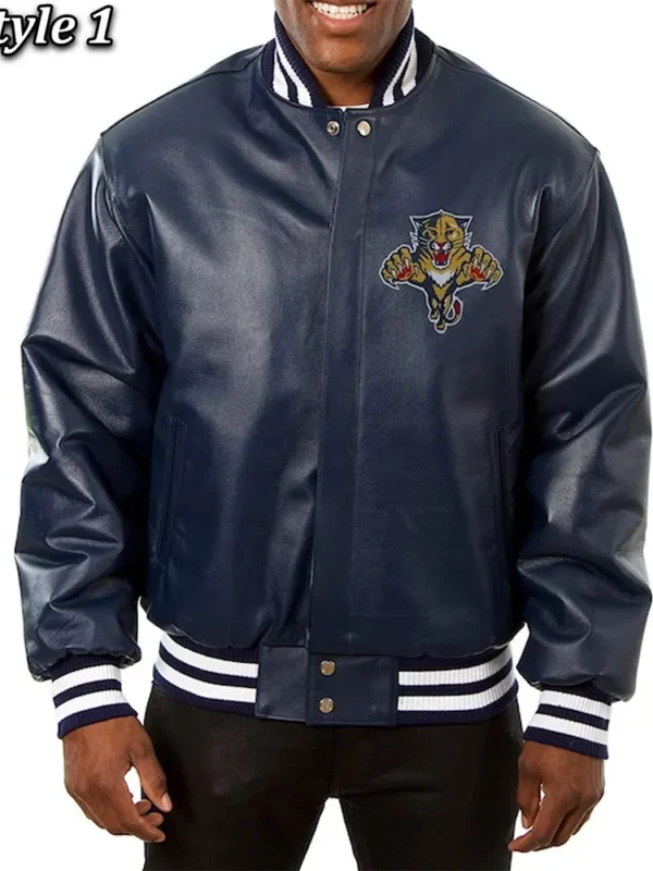 Florida Panthers Varsity Navy Leather Jacket