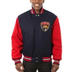 Florida Panthers Varsity Two-Tone Navy-Red Wool Jacket